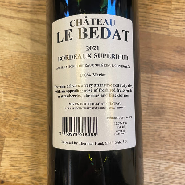 Chateau Le Bedat, Bordeaux Superieur, 2021, France