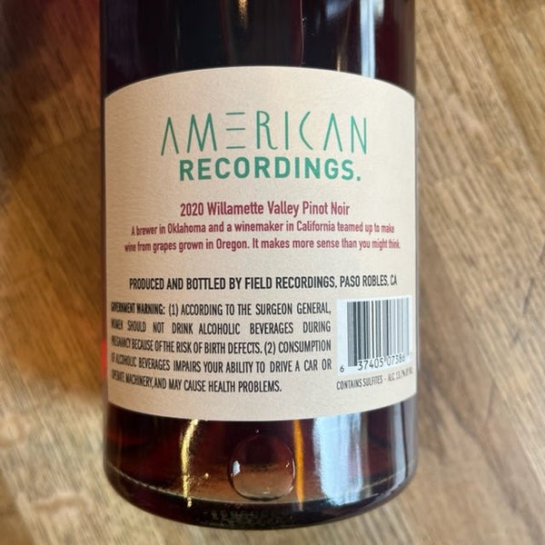 American Recordings Pinot Noir 2020, Field Recordings - Vindinista
